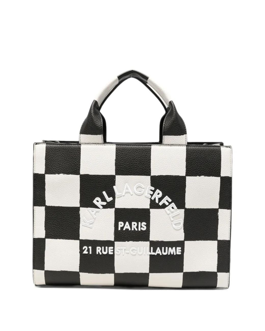 Karl Lagerfeld Black Checkerboard-Print Tote Bag