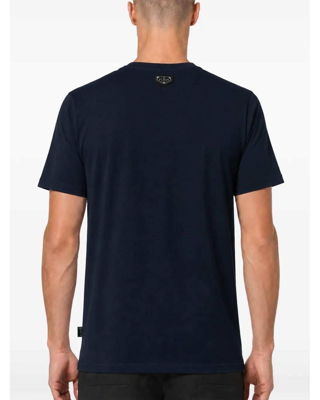 Philipp Plein Blue Round Neck T-Shirt Big Dragon Stones for men