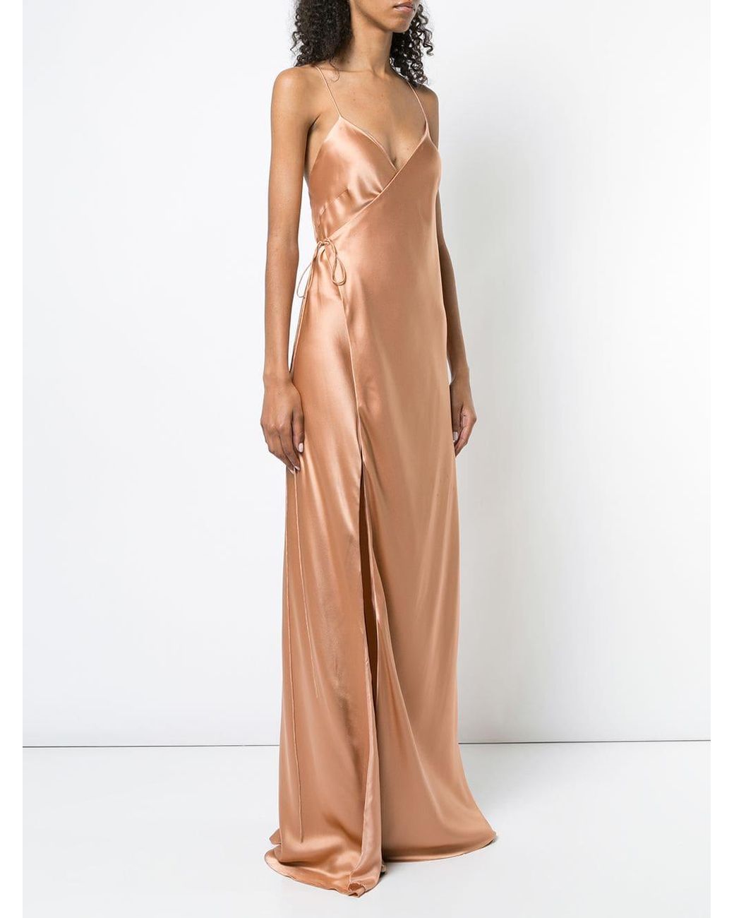 michelle mason strappy cowl wrap gown