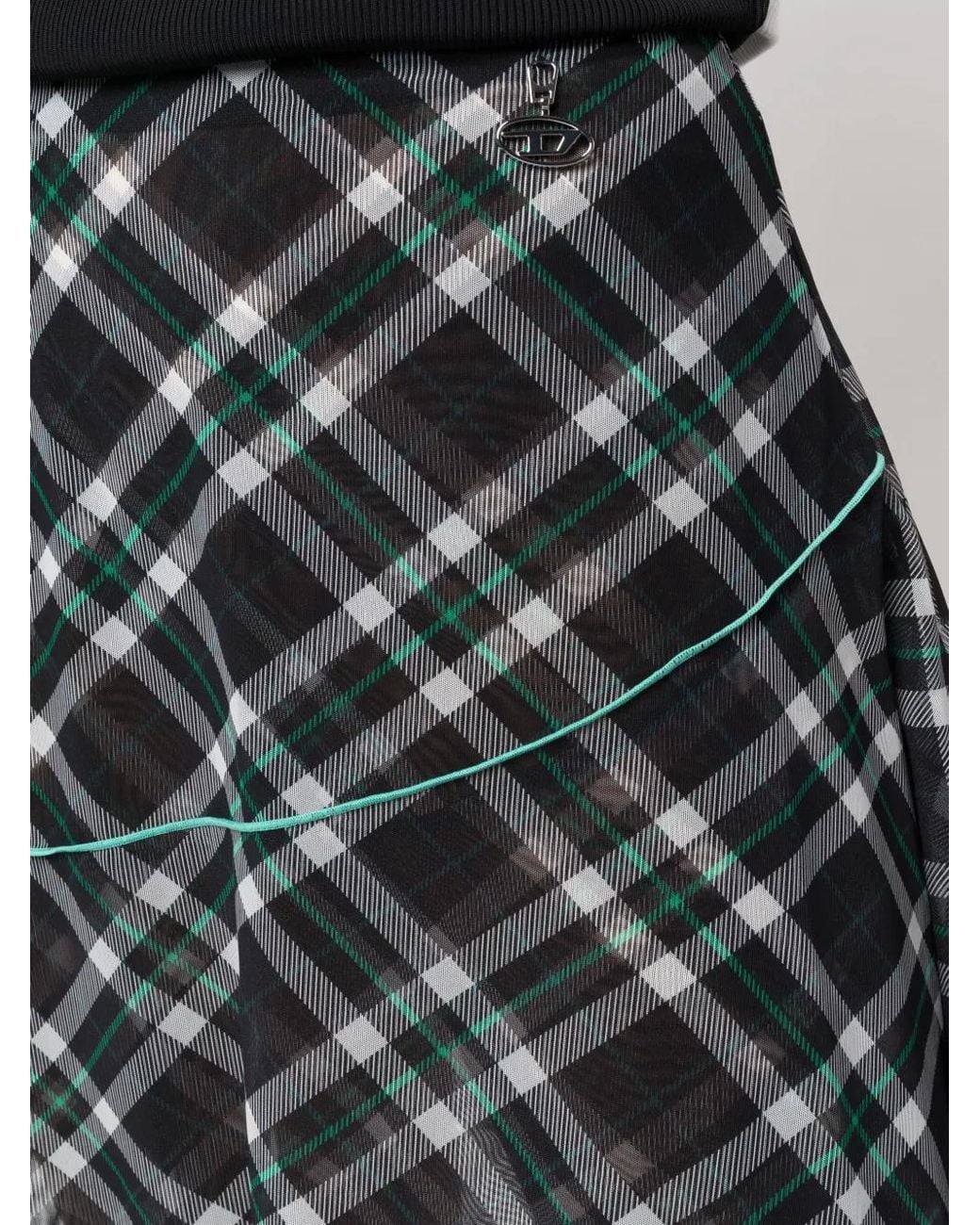DIESEL Gray Asymmetric Checked Skirt