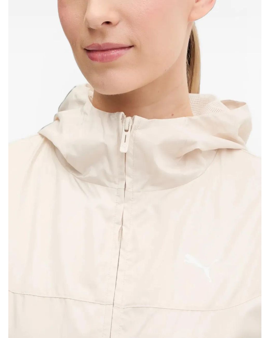 PUMA White Essential Zip-Up Hooded Jacket