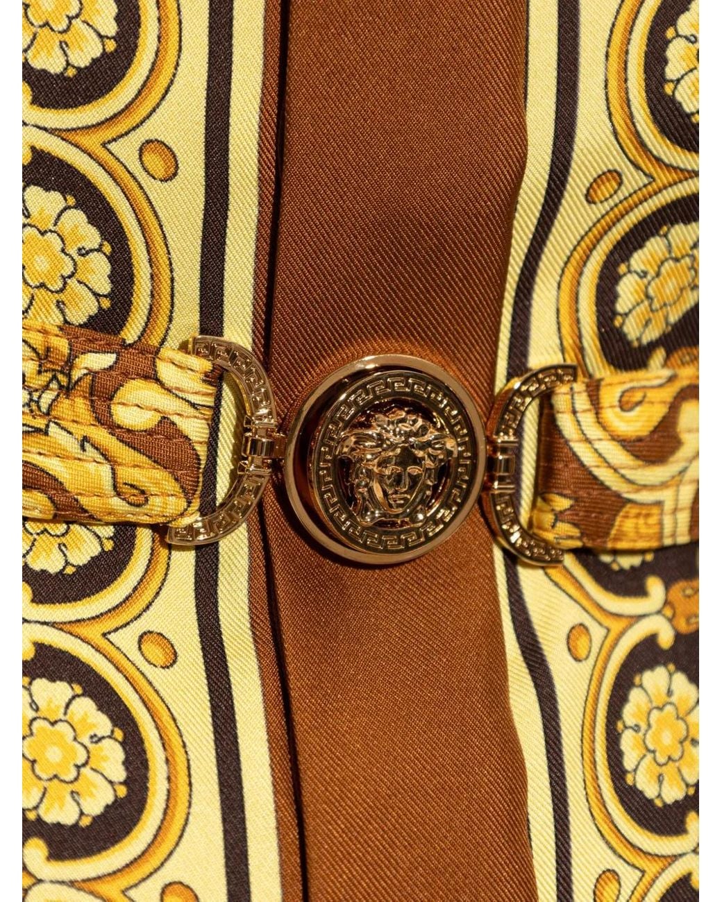 Versace Metallic Silk Belted Mini Shirt Dress