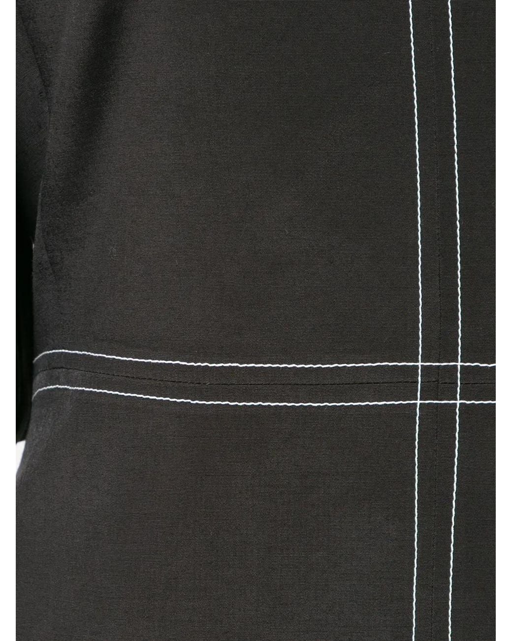 Goen.J Black Topstitching Puff-Sleeves Blouse