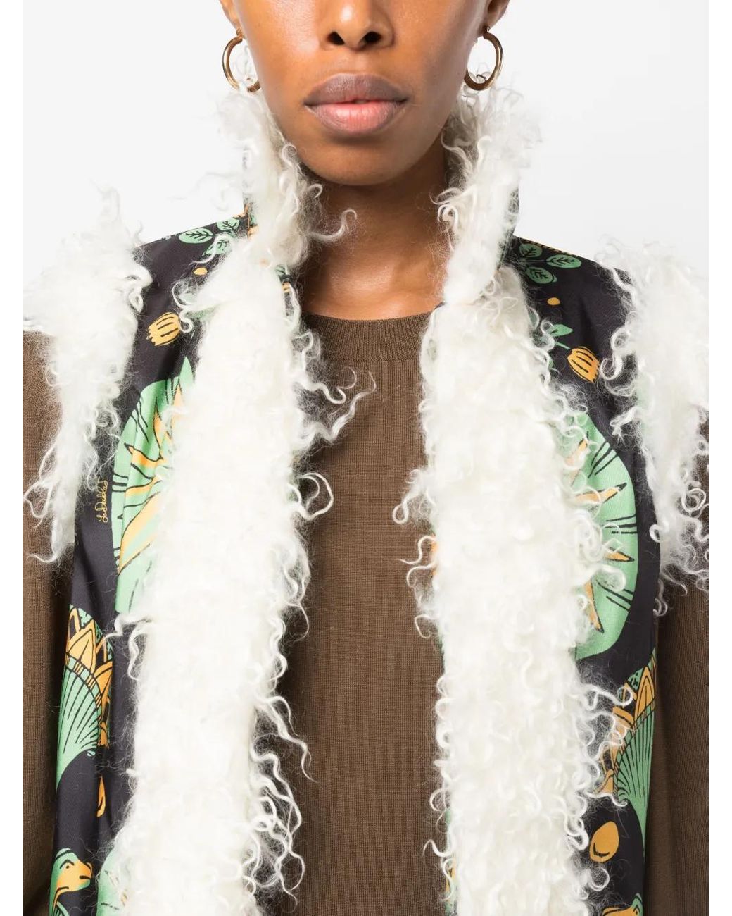 LaDoubleJ Multicolor Faux Fur-Trim Patterned Gilet