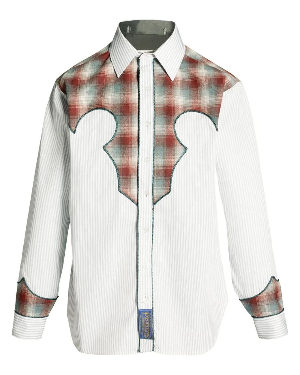 Maison Margiela White Western Plaid Shirt for men