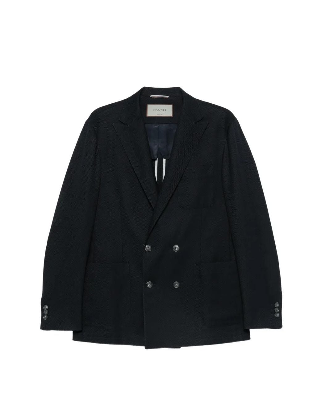 Canali Black Double-Breasted Peaked-Lapel Blazer for men