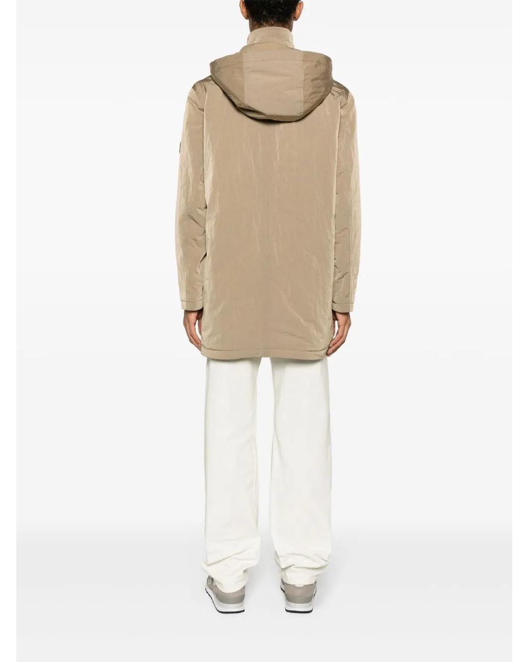 HUGO Natural Hooded Crinkled-Finish Raincoat for men