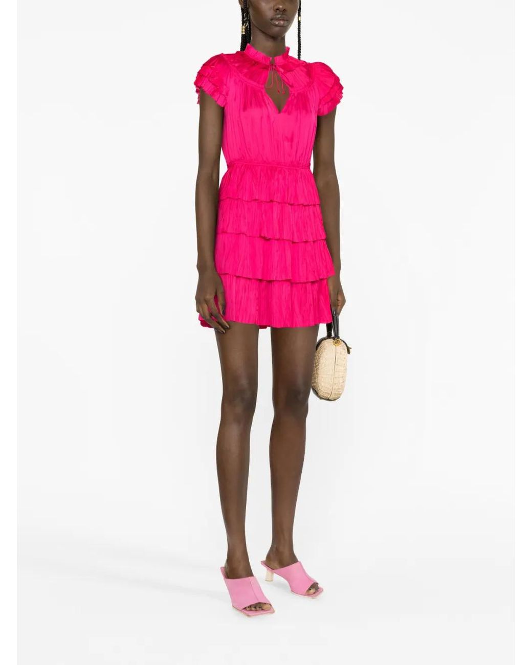 Ulla Johnson Pink Vesna Ruffled Minidress