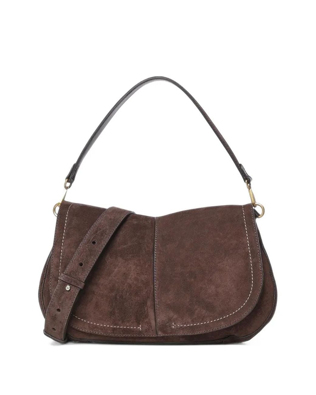 Gianni Chiarini Brown Helena Suede-Finish Panelled Shoulder Bag