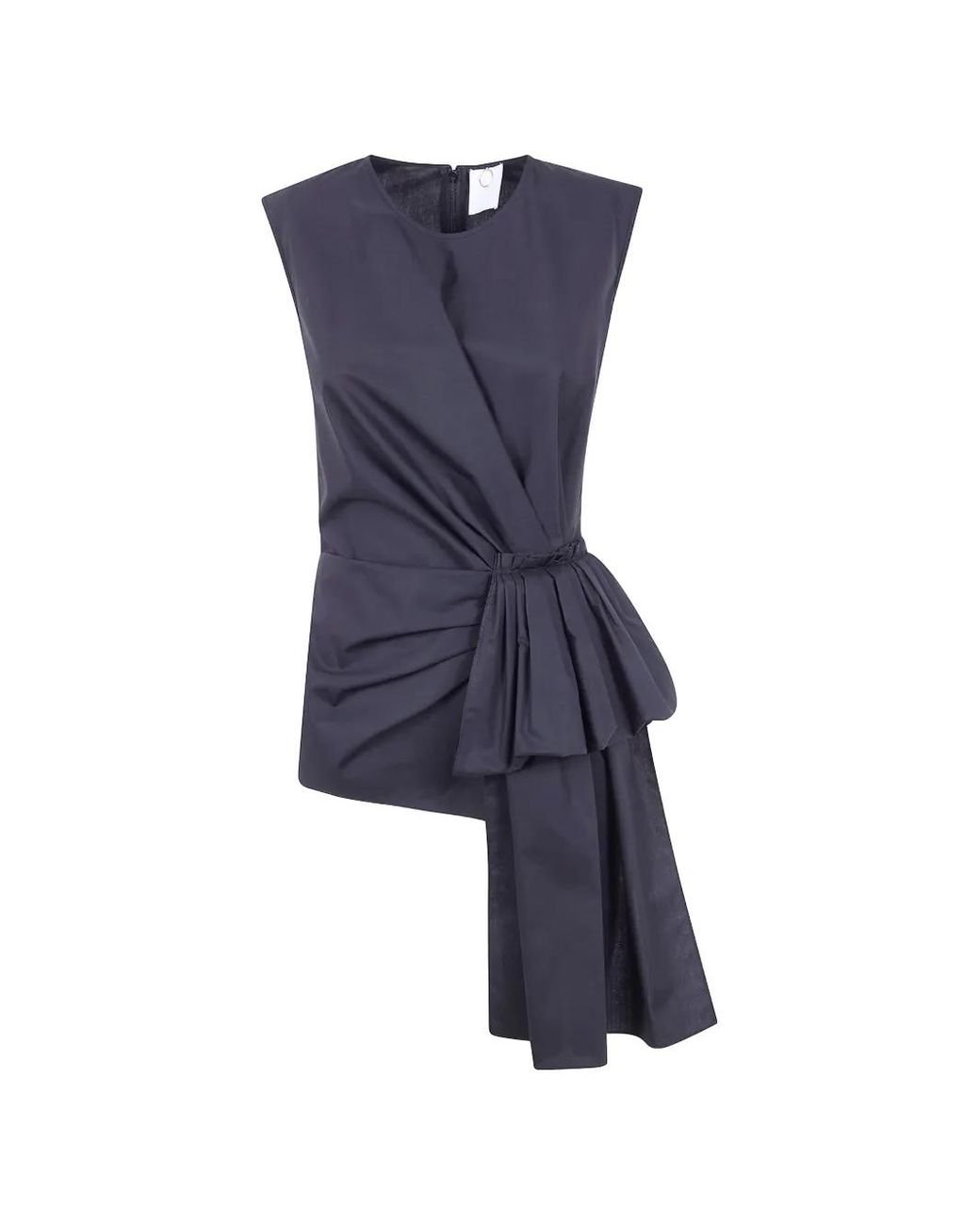 Mantu Blue Draped Knot-Detail Top