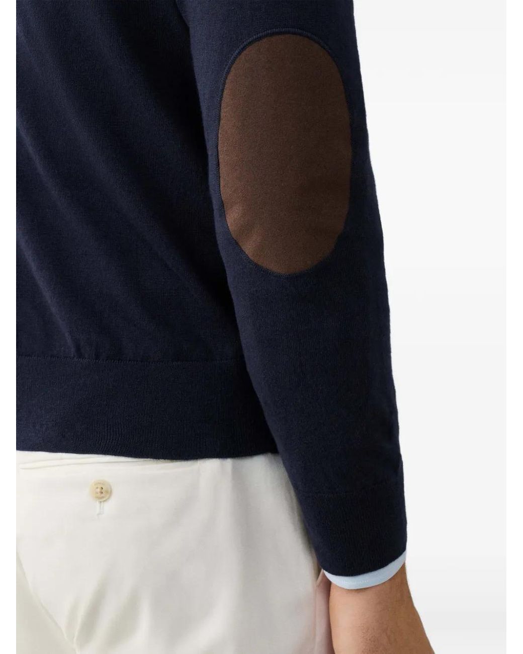 Hackett Blue Half-Zip Elbow-Patch Sweater for men