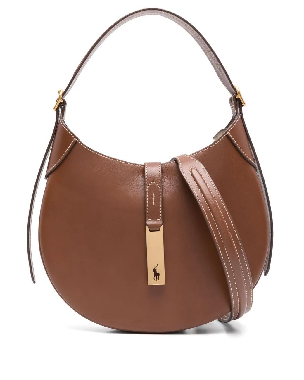 Polo Ralph Lauren Brown Small Polo Id Shoulder Bag