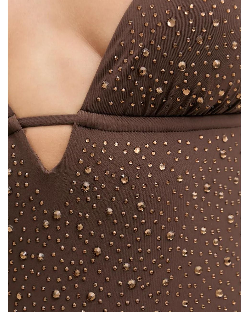 Guess Brown Rhinestones One-Piece Swimsuit