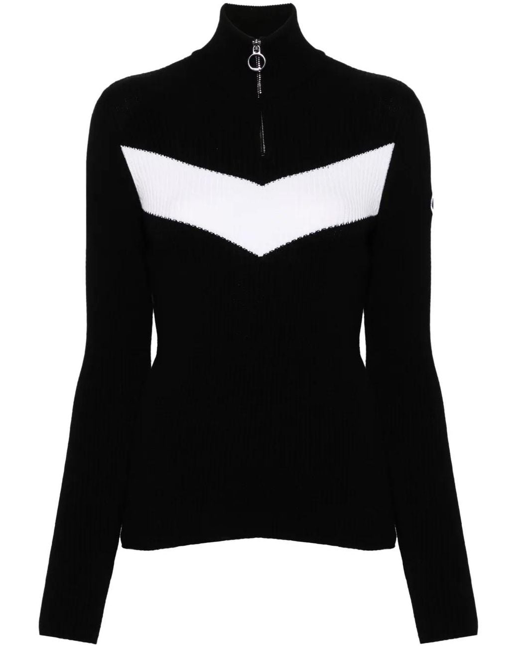 Fusalp Black Ribbed Viscose-Blend Half-Zip Ski Sweater