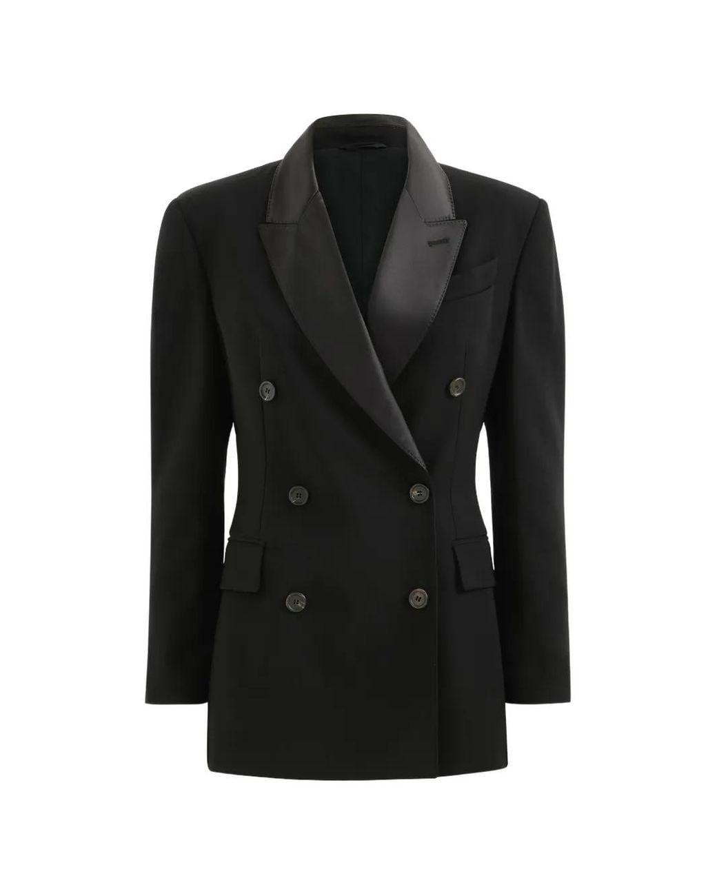 Brunello Cucinelli Black Viscose And Virgin Wool Tuxedo Jacket With Monili