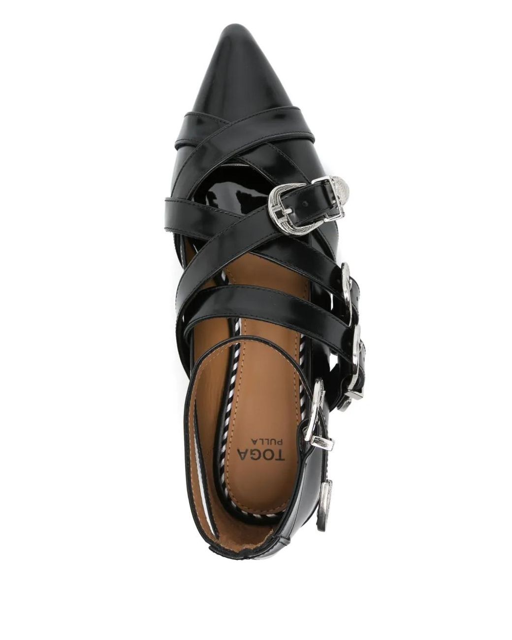 Toga Black Decorative-Buckle Ballet Flats