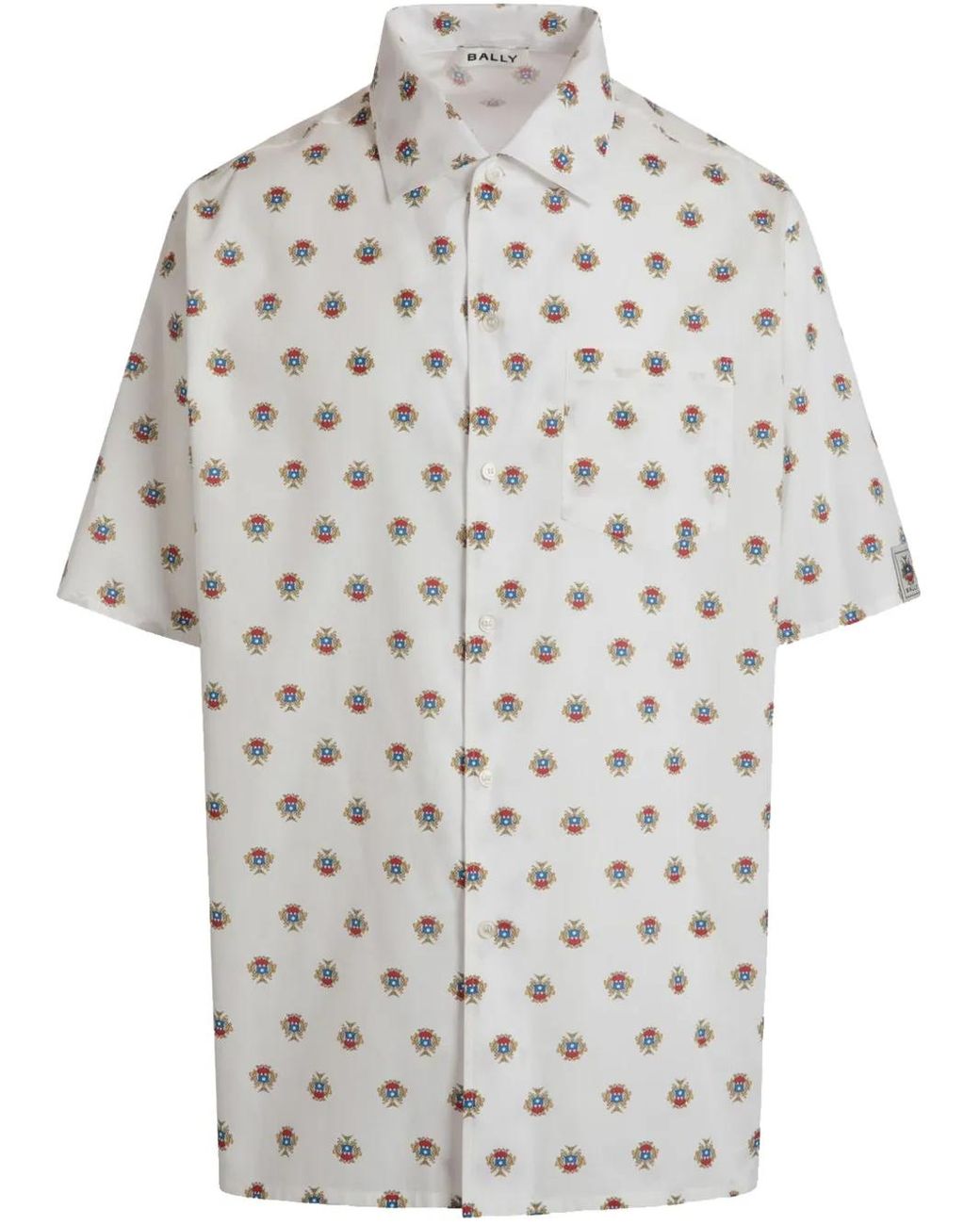 Bally Gray All-Over Crest Print Bowling Shirt for men