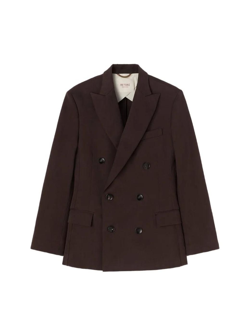 RETORI Brown Double-Breasted Linen Blazer