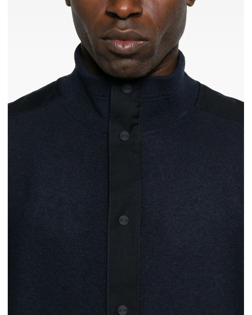 Herno Blue Double-Face Bomber Sweatshirt for men