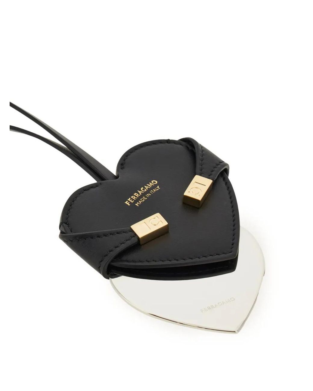 Ferragamo White Breloque Cœur Hug À Miroir