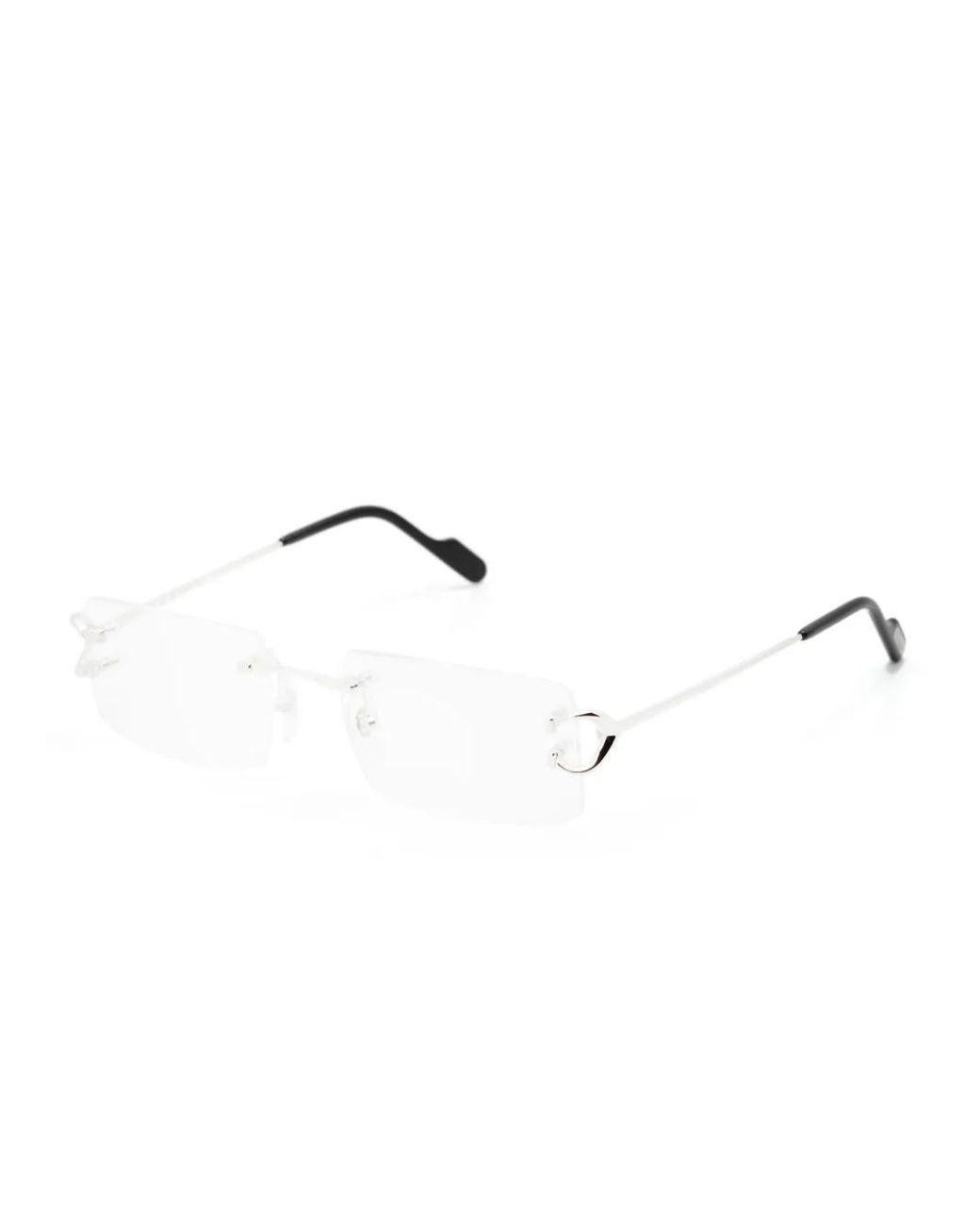 Cartier White C Rectangle-Frame Glasses
