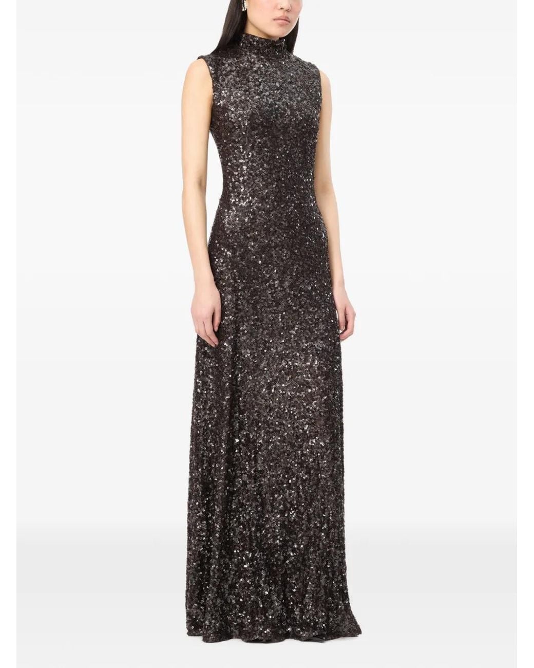 ROTATE BIRGER CHRISTENSEN Brown Robe Longue Évasée À Sequins