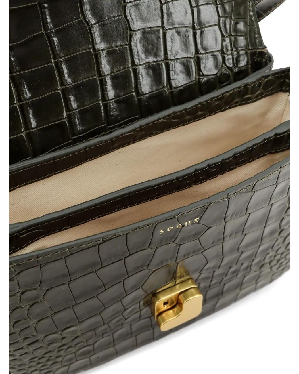 Soeur Black Small S-Buckle Croc-Effect Crossbody Bag