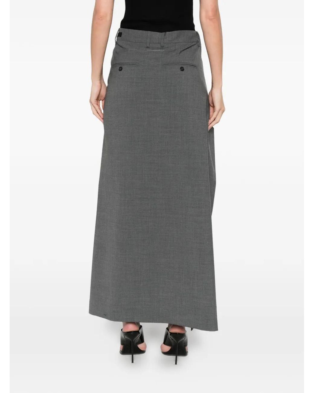 MM6 by Maison Margiela Gray Wool-Blend Wrap Skirt