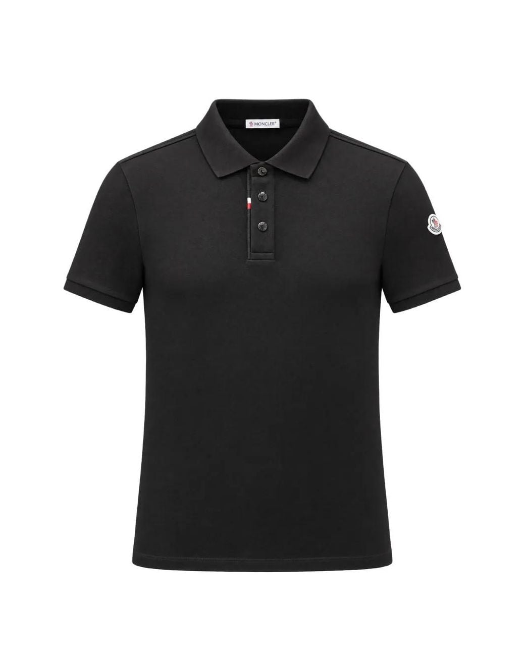 Moncler Black Logo Cotton Piquet Polo Shirt for men