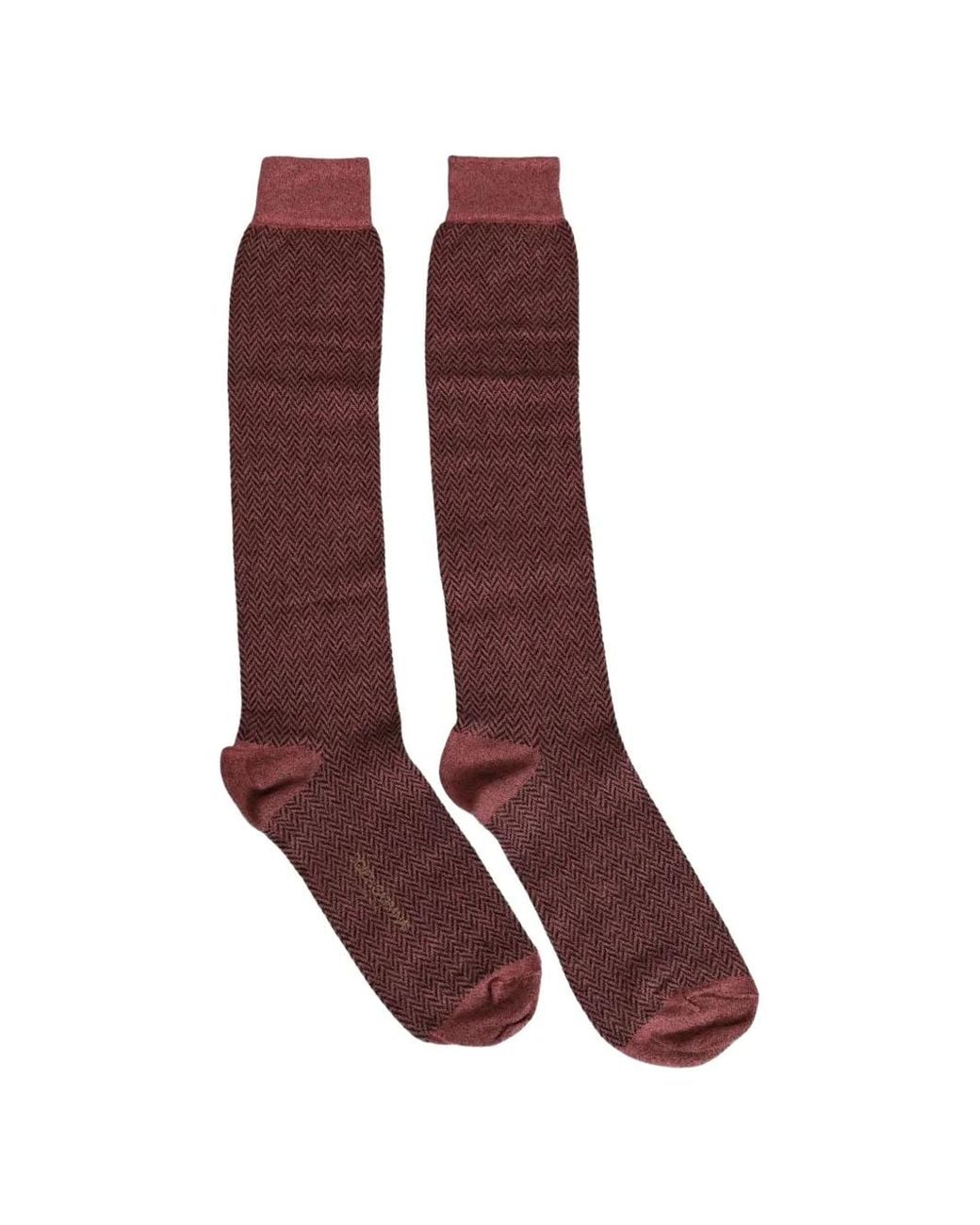 Dolce & Gabbana Purple Herringbone-Knit Over-The-Calf Socks for men