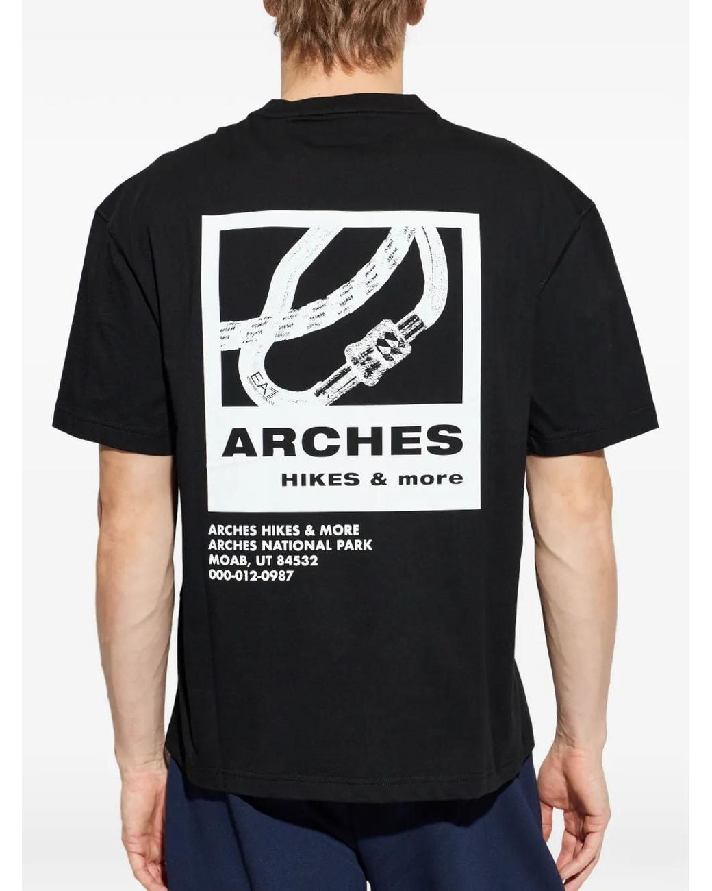 EA7 Black Lohgo-Print T-Shirt for men