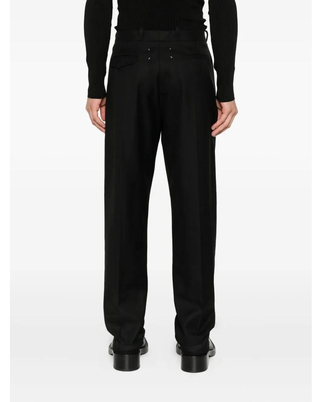 Maison Margiela Black Pleat-Detail Trousers for men