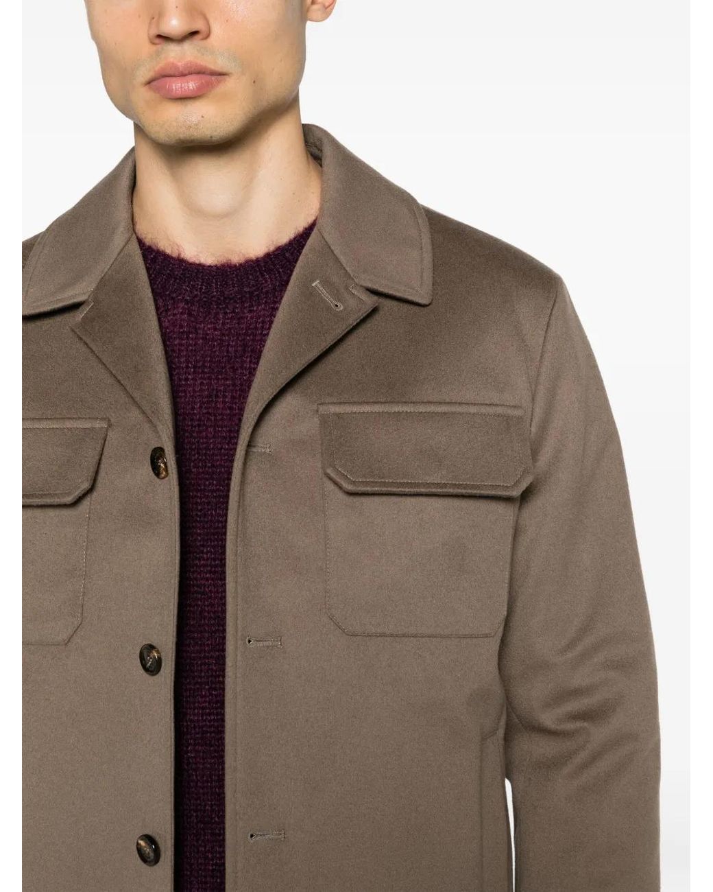 KIRED Brown Patch-Pockets Wool Jacket for men