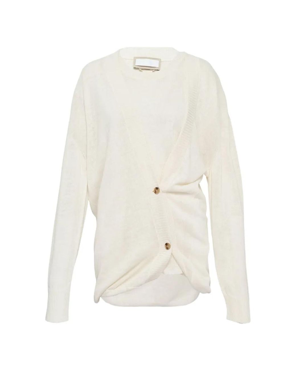 Litkovskaya White Asymmetrical-Button-Up Cardigan