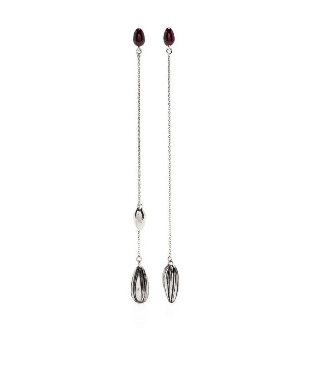 Lemaire White Bead-Embellished Drop Earrings