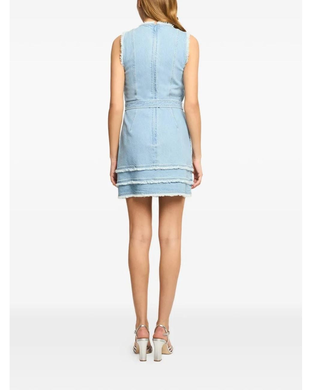 Cinq À Sept Blue Mindie Frayed-Trim Dress
