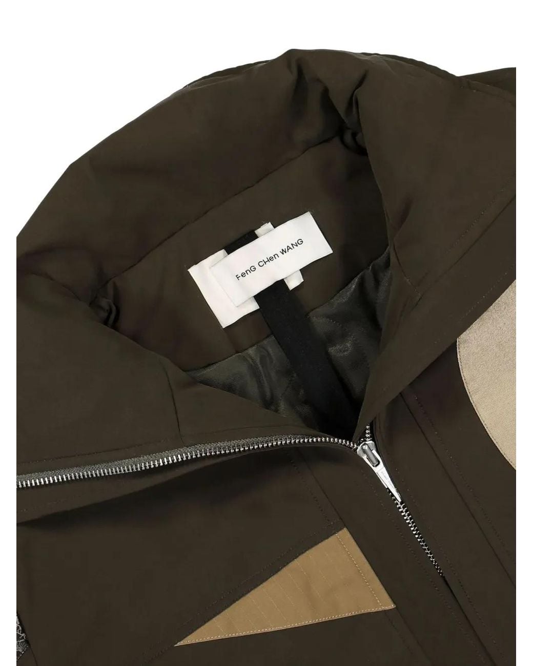 Feng Chen Wang Green Quilted-Panel Belted Coat for men
