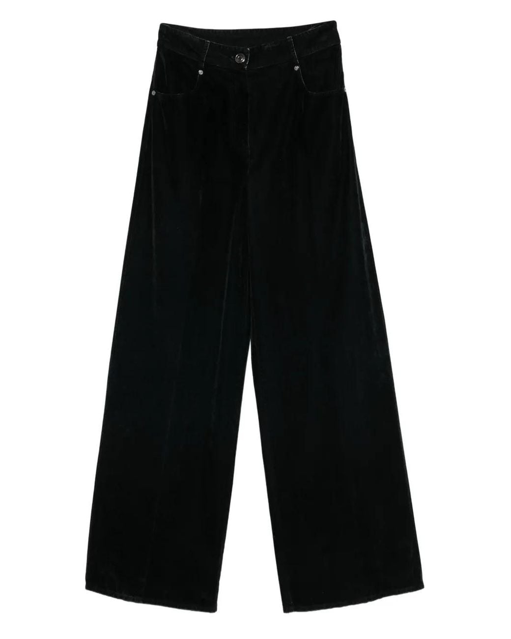 Forte_forte Black Flocked Cotton 5 Pockets Pants Clothing