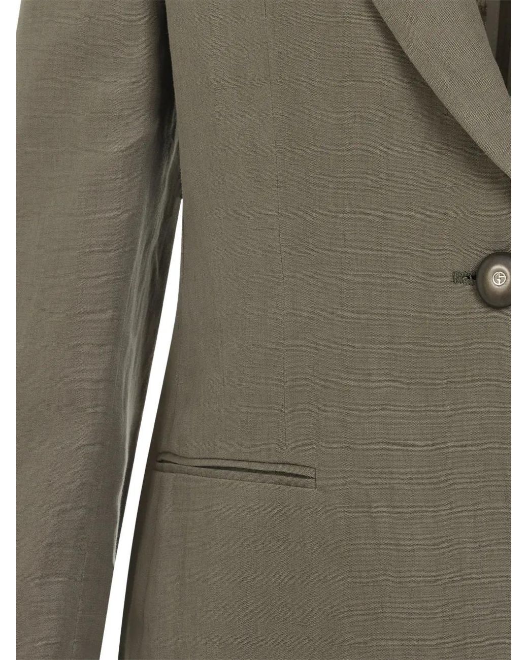 Giorgio Armani Gray Single-Button Linen Jacket