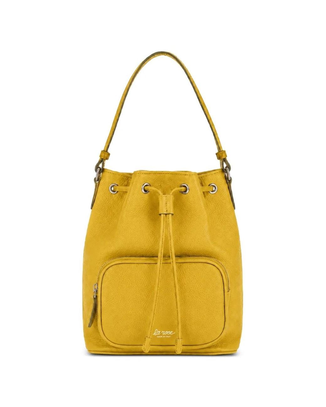 LA ROSE Yellow Drawstring Bucket Bag