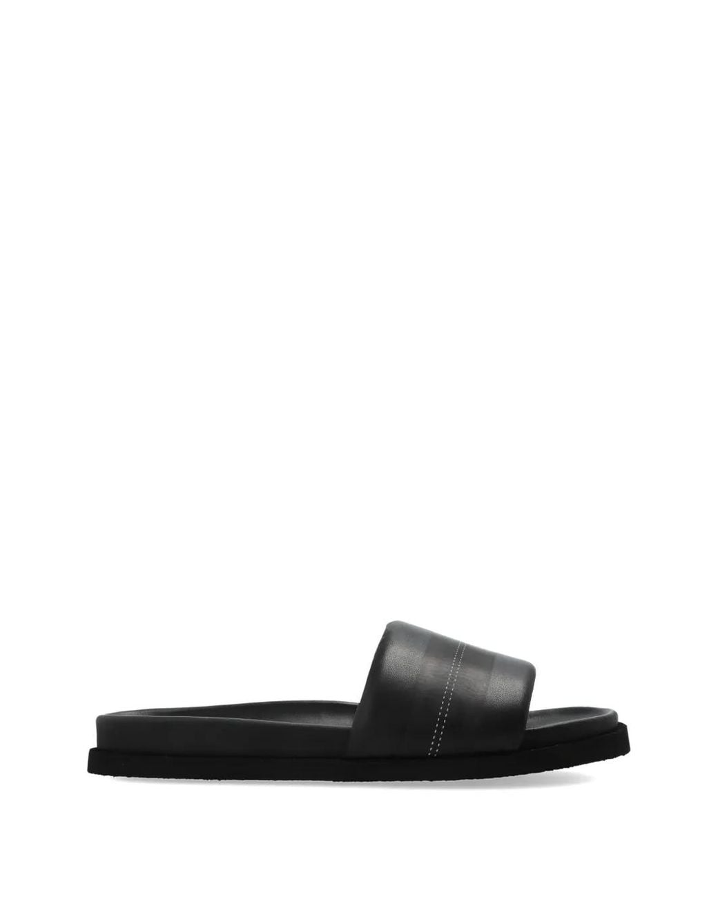 Off-White c/o Virgil Abloh Black Logo-Print Leather Slides