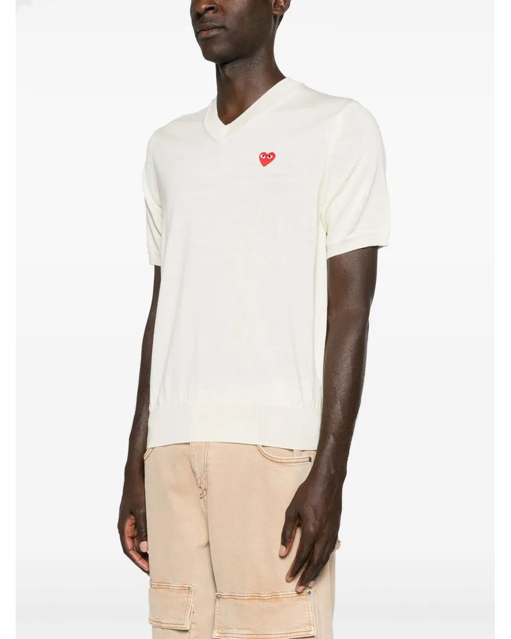 Pull À Patch Cœur COMME DES GARÇONS PLAY en coloris White