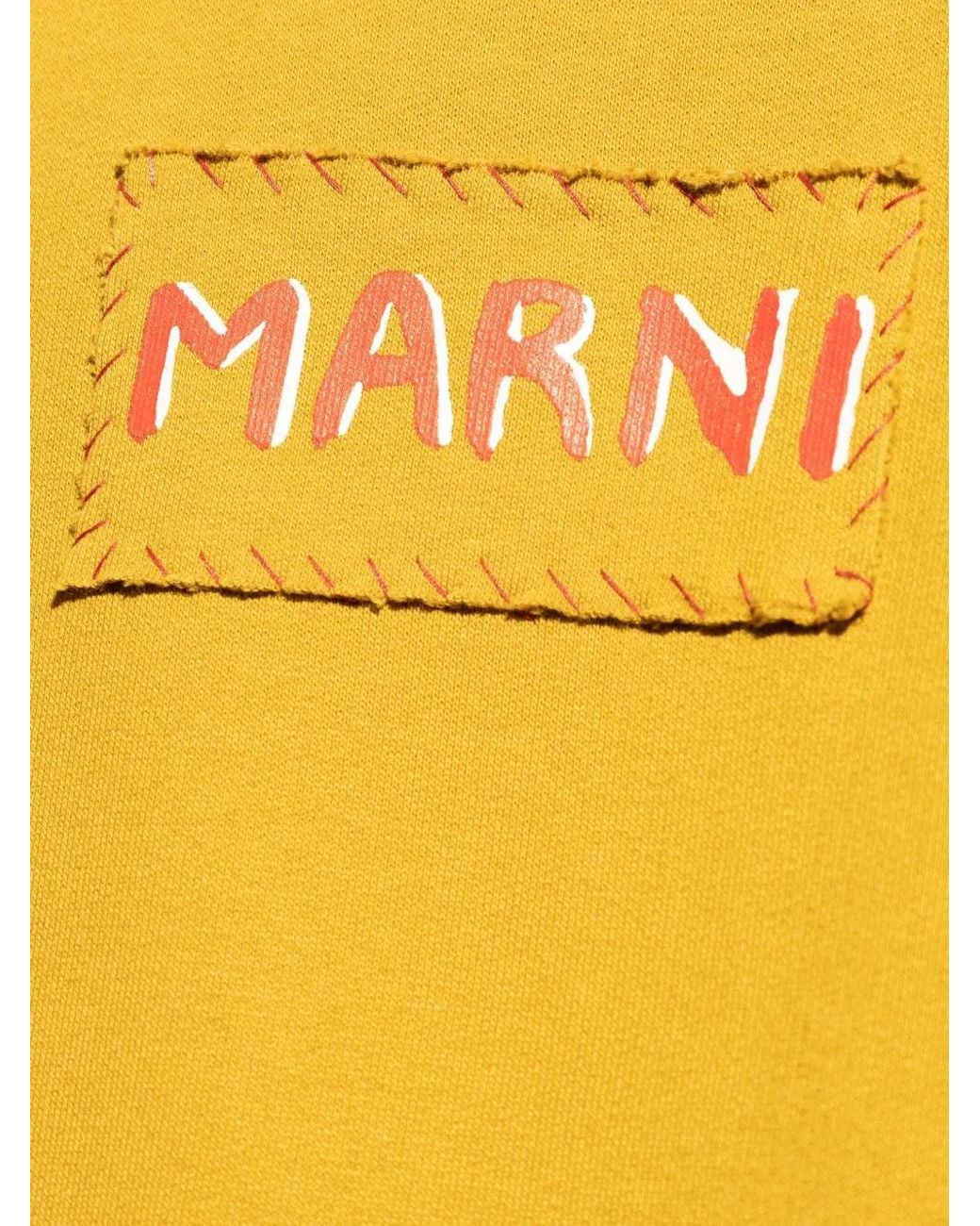 Sudadera De Algodón Con Capucha Y Parche Del Logo Marni de hombre de color Yellow