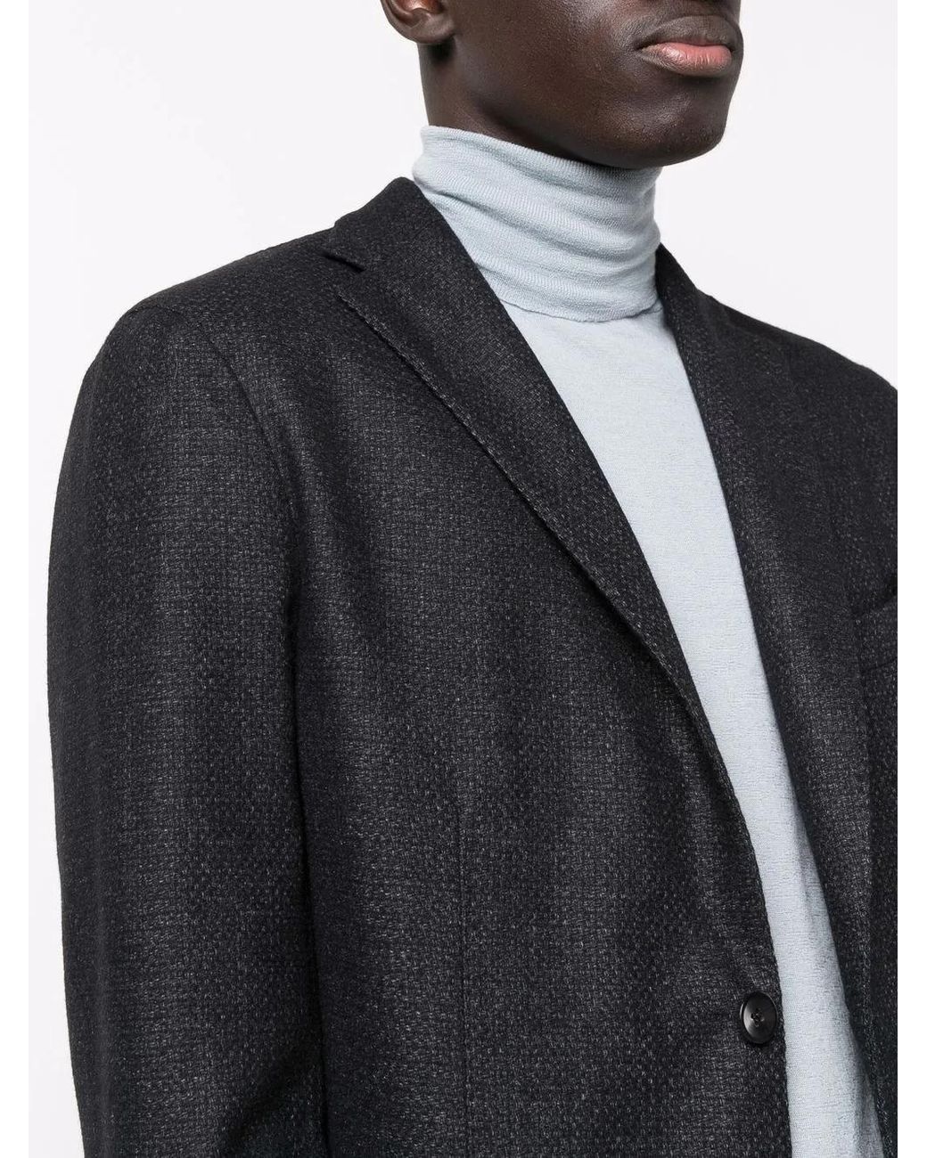 Boglioli Black Notched-Lapels Single-Breasted Blazer for men