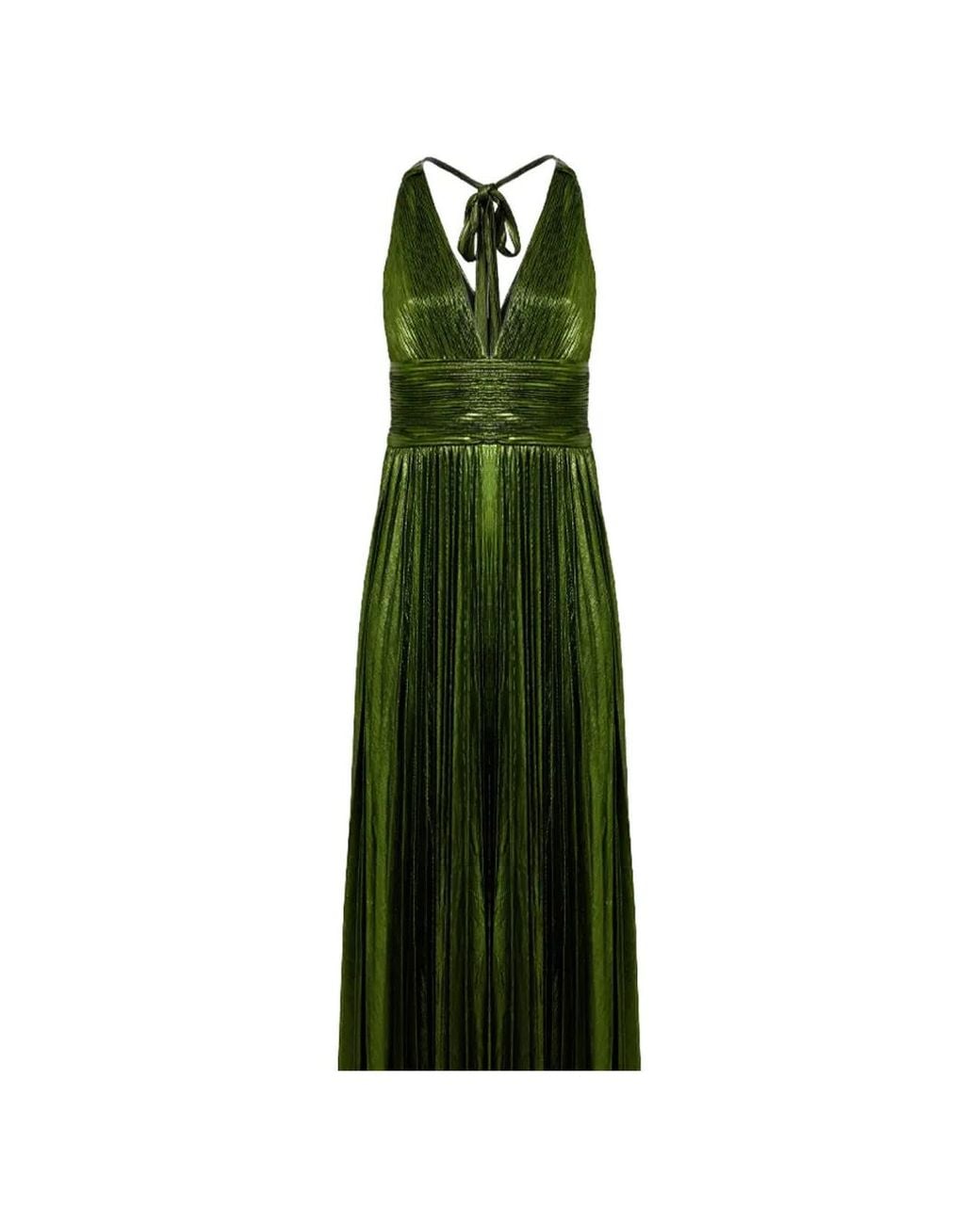 retroféte Green Perindo Pleated Maxi Dress