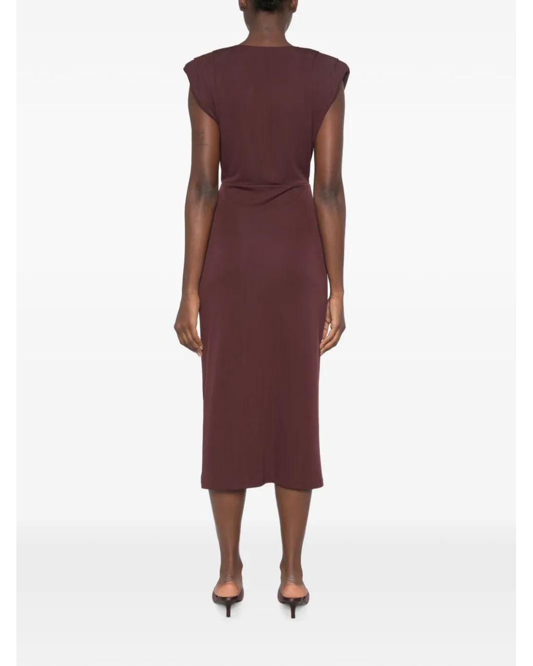 Imperial Purple Ruched Keyhole-Detail Dress