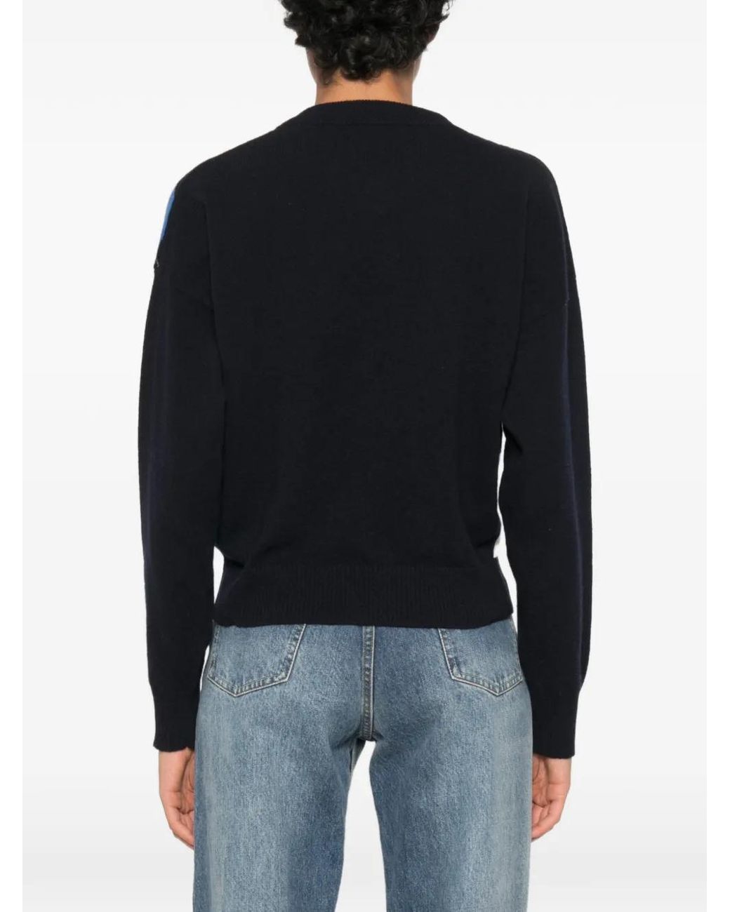 Marella Blue Buono Argyle-Intarsia V-Neck Sweater