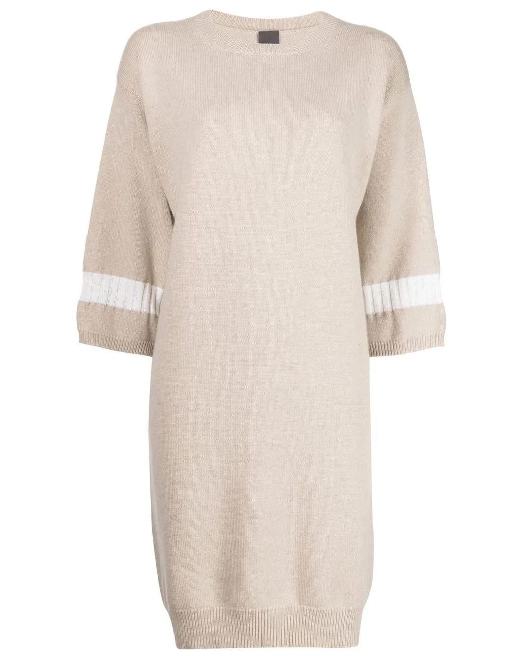 Lorena Antoniazzi Natural Stripe-Trim Detail Knit Dress