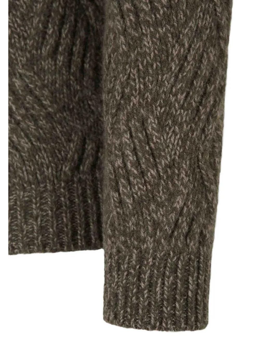 Fedeli Green Pull En Maille Torsadée À Col Zippé for men