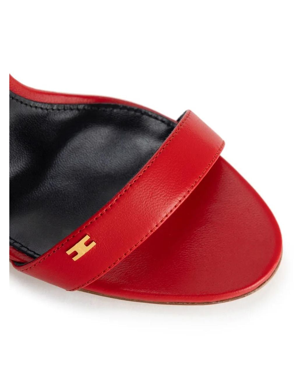 Elisabetta Franchi Red Étoile Nappa Leather Sandals With Ankle Strap